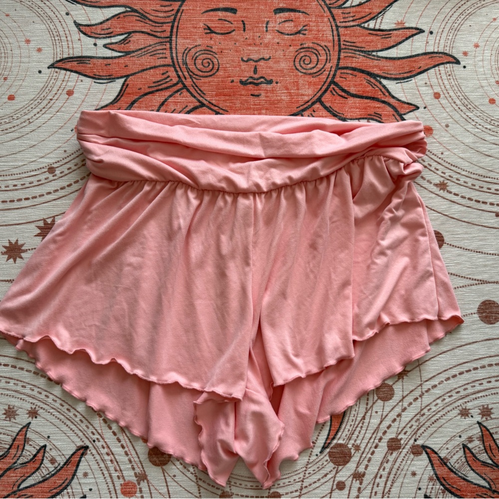Chic Peach Ruffled Shorts